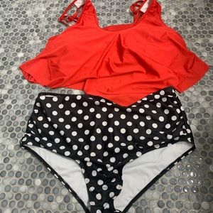 Red and polka dot bikini